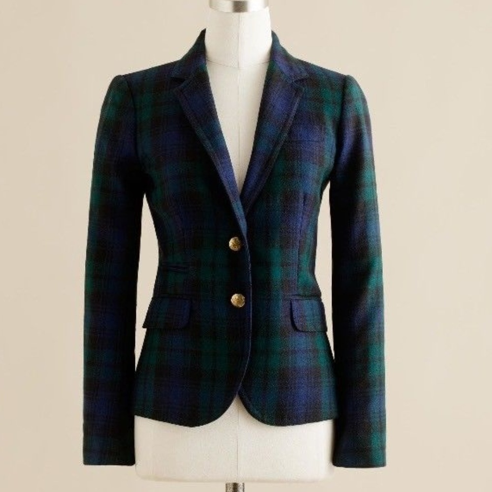J Crew Plaid School Boy Wool Blazer Size 6